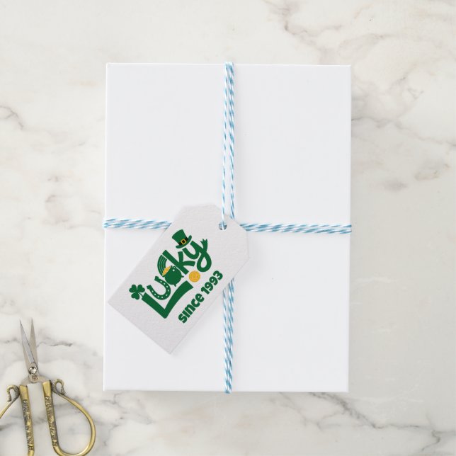 Etiquetas Para Regalos Lucky since Year (Con cuerda)