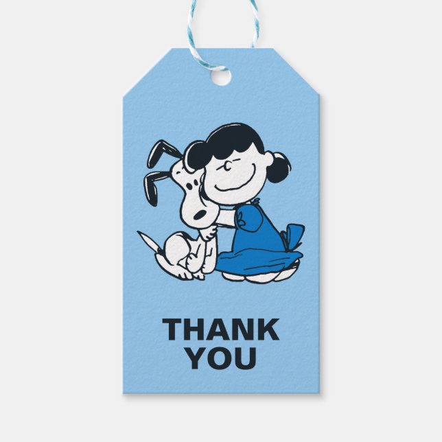 Etiquetas Para Regalos Lucy Hugging Snoopy (Anverso)