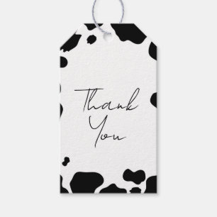 Etiquetas Para Regalos Lugares de Vaca Moo Impresión Boda de Blanco y Neg