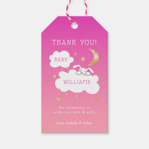 Etiquetas Para Regalos Lullaby Bunny Moon Stars Baby Shower Pink