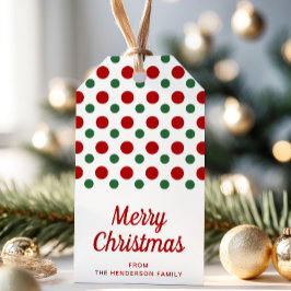 Etiquetas Para Regalos Lunares Rojos Modernos Feliz Navidad