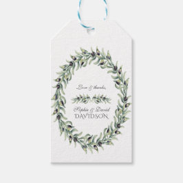 Etiquetas Para Regalos Lush Watercolor Olive Brands Wreath Boda