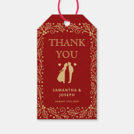 Etiquetas Para Regalos Luxury Red & Antique-Gold Wedding Thank You
