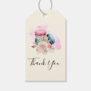 Etiquetas Para Regalos Macarones coloridos y acuarela de flores Gracias
