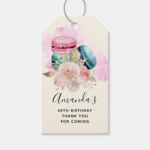 Etiquetas Para Regalos Macarones coloridos y acuarela de flores Gracias