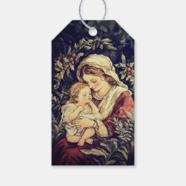 Etiquetas Para Regalos Madonna y la Navidad de los Niños Vintage