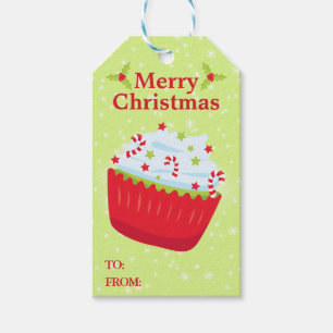 Etiquetas Para Regalos Magdalena de Navidad roja y verde festiva