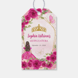 Etiquetas Para Regalos Magenta flor de oro rosado caliente Princesa Tiara