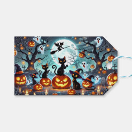 Etiquetas Para Regalos Magia de Medianoche: Gatos Negros y Calabazas de H