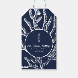 Etiquetas Para Regalos Magia marina: Coral azul y blanco y caballito de m