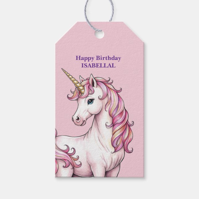 Etiquetas Para Regalos Magnífica princesa de unicornio lindo niños de cum (Anverso)