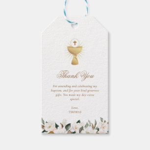 Etiquetas Para Regalos Magnolia bautismo floral gracias