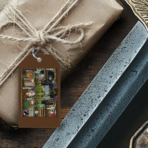 Etiquetas Para Regalos Mago de la fantasía Libros pozos dragones