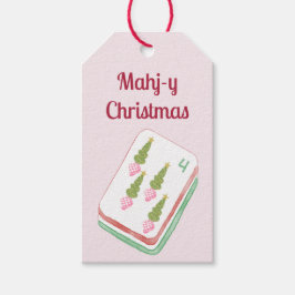Etiquetas Para Regalos Mahj-y Navidad Topiaria Mahjong 
