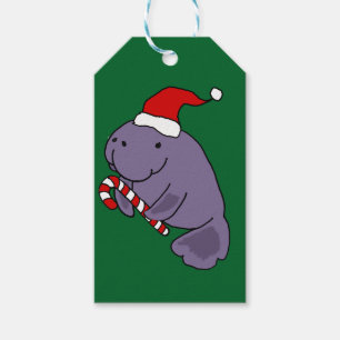 Etiquetas Para Regalos Manatee divertido en dibujo animado del navidad