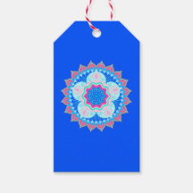 Mandala Azul Rosa sobre Fondo Azul