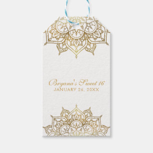 Etiquetas Para Regalos Mandala Dorado Favor Moderno Blanco para Boda Glam