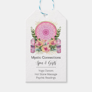 Etiquetas Para Regalos Mandala rosa Cristales Flores Energía Yoga Reiki S