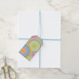 Etiquetas Para Regalos Mandalas superpuestas rosa azul amarillo menta púr