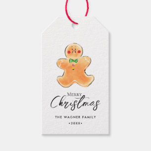 Etiquetas Para Regalos Mano de color de agua desatada Navidades Gingerbre
