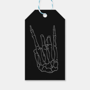 Etiquetas Para Regalos Mano de Esqueleto Estrella de Rock Favor de Cumple
