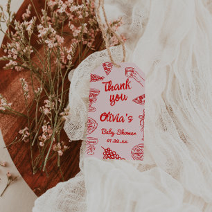 Etiquetas Para Regalos Mano Pizza dibujada Baby Shower de entrega especia