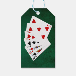 Etiquetas Para Regalos Manos de póquer - Dos Par - Rey, Nueve