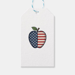 Etiquetas Para Regalos Manzana Patriótica Grabado Vintage Diseño Vectoria