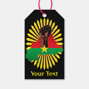 Etiquetas Para Regalos Mapa de Burkina, bandera y puño de la revolución