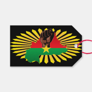 Etiquetas Para Regalos Mapa de Burkina, bandera y puño de la revolución