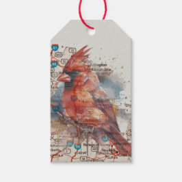 Etiquetas Para Regalos Mapa de carreteras de Virginia con arte de cardena