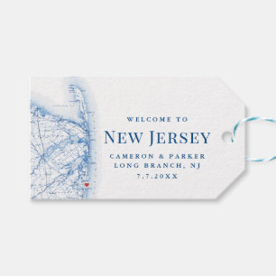 Etiquetas Para Regalos Mapa de Long Branch Nueva Jersey Favor de Boda Ele