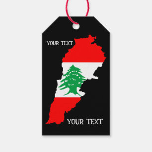 Etiquetas Para Regalos Mapa del Líbano con bandera
