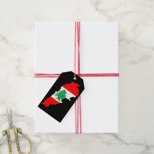 Etiquetas Para Regalos Mapa del Líbano con bandera