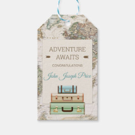 Etiquetas Para Regalos Mapa Mundial de Viajes de Aventura Moderno