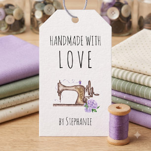 Etiquetas Para Regalos Máquina de coser vintage hecha a mano con amor