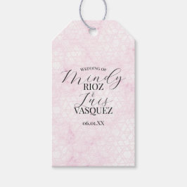 Etiquetas Para Regalos Marble Abstract Pink Wedding Script Black 