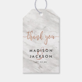 Etiquetas Para Regalos Marble blanco y Rosa Boda de oro gracias