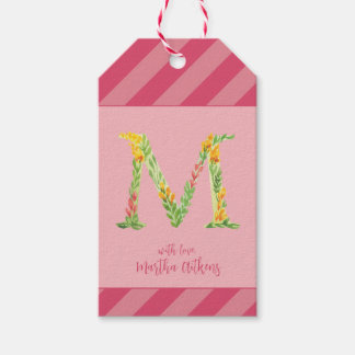Etiquetas Para Regalos Marca de favor de monograma de color de agua flora