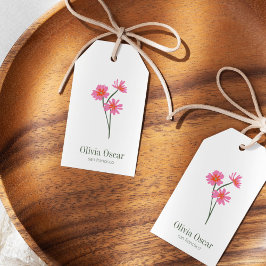 Etiquetas Para Regalos Marca floral rosa moderna de flor minimalista