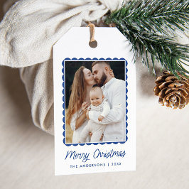 Etiquetas Para Regalos Marco de vacaciones con estampado azul moderno