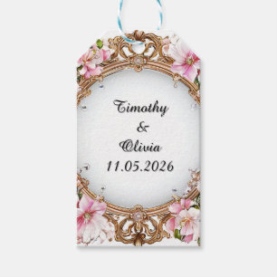 Etiquetas Para Regalos Marco Floral Elegante y Ornamentado para Bodas