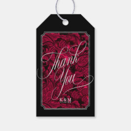 Etiquetas Para Regalos Marco gótico Paisley gracias Borgoña ID866