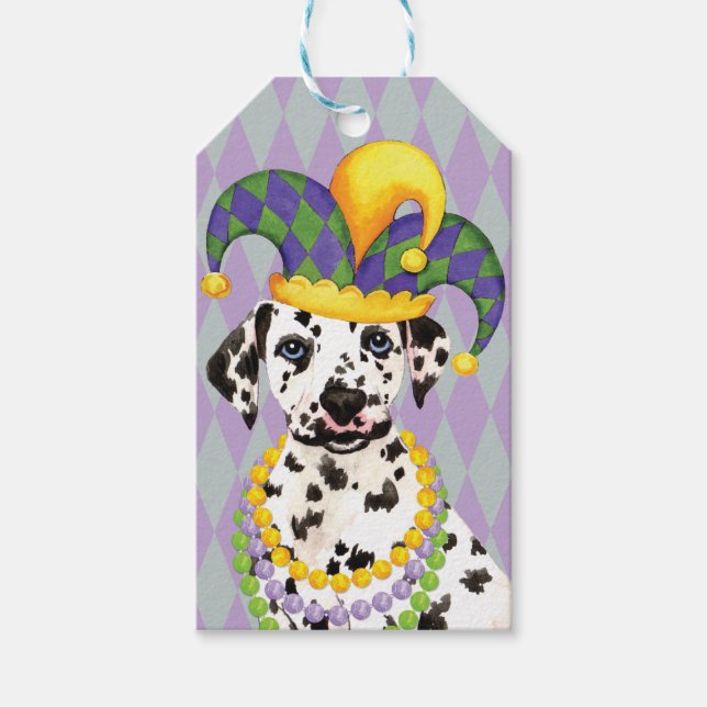 Etiquetas Para Regalos Mardi Gras Dalmatian (Anverso)