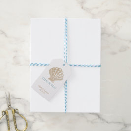 Etiquetas Para Regalos Marea Náutica Tan/Aqua Beach Wedding Gracias