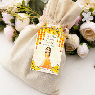 Etiquetas Para Regalos Marigolds lindo chica indio Haldi personalizado