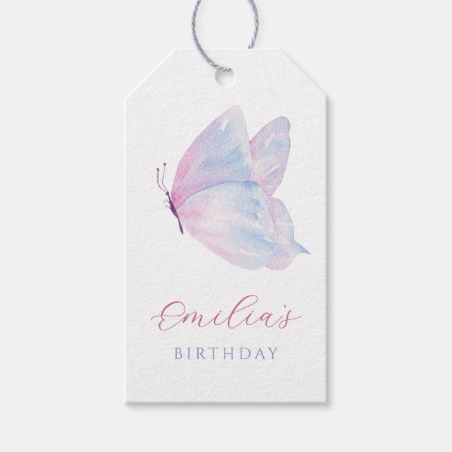 Etiquetas Para Regalos Mariposa acuarela (Anverso)