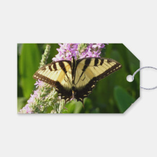 Etiquetas Para Regalos Mariposa de cola cruda sobre flores silvestres mor