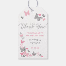 Etiquetas Para Regalos Mariposa Gracias Etiqueta, Rosa, Plata