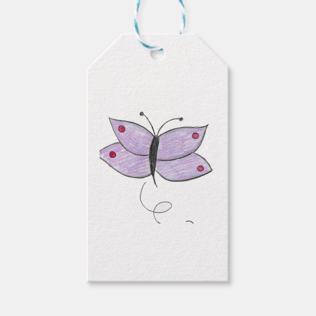 Etiquetas Para Regalos Mariposa morada (Anverso)